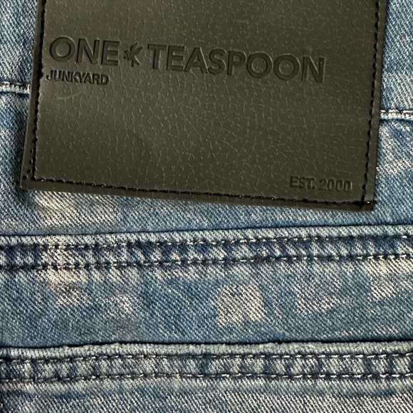 Free People OneTeaspoon Blue Future Junkyard Micro Mini Skirt 25 Shimmer Fray - Picture 15 of 17